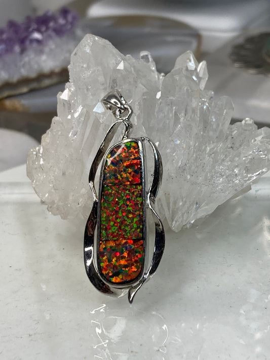 Sterling silver opal pendant