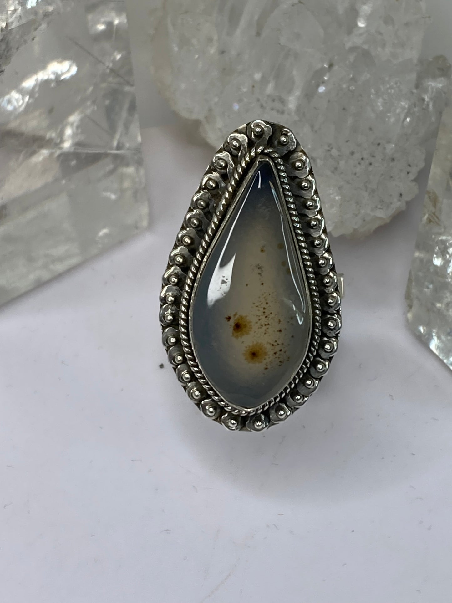 Sterling silver dendritic agate ring