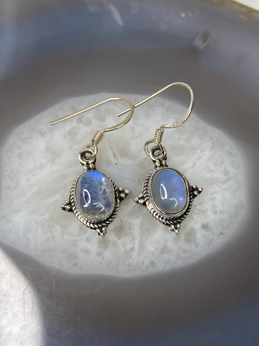 Sterling silver moonstone earrings