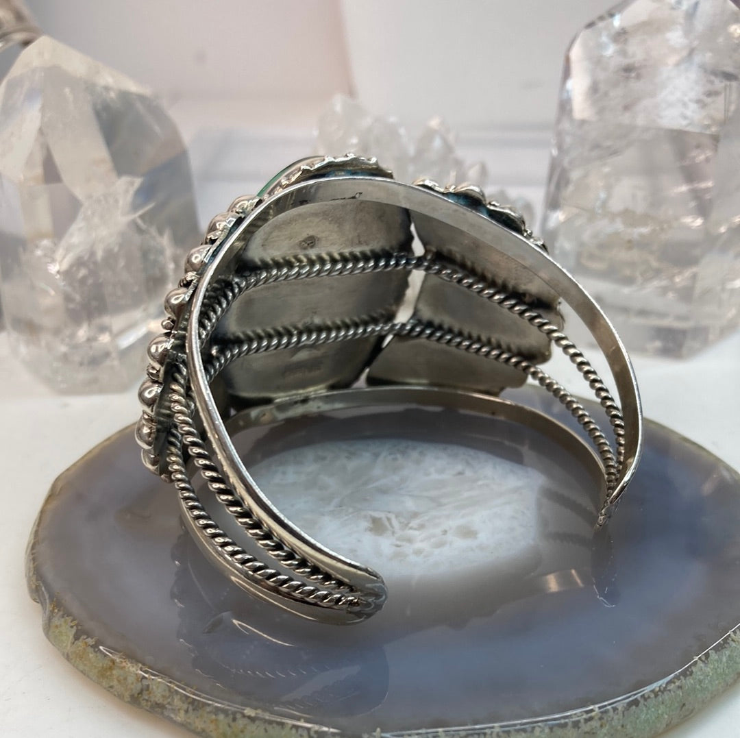 Sterling silver malachite cuff bracelet