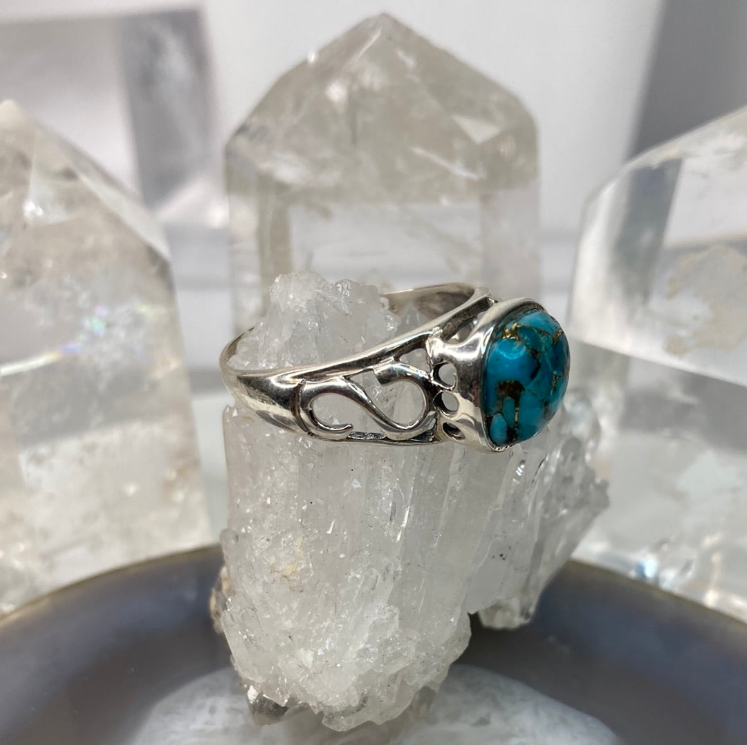 Sterling silver copper turquoise ring