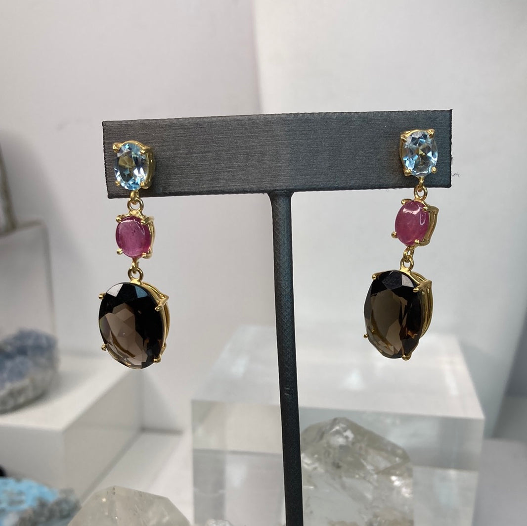 Gem Treasures 18K Vermeil 2.12ctw Garnet & Zircon Charm Earrings main image 0