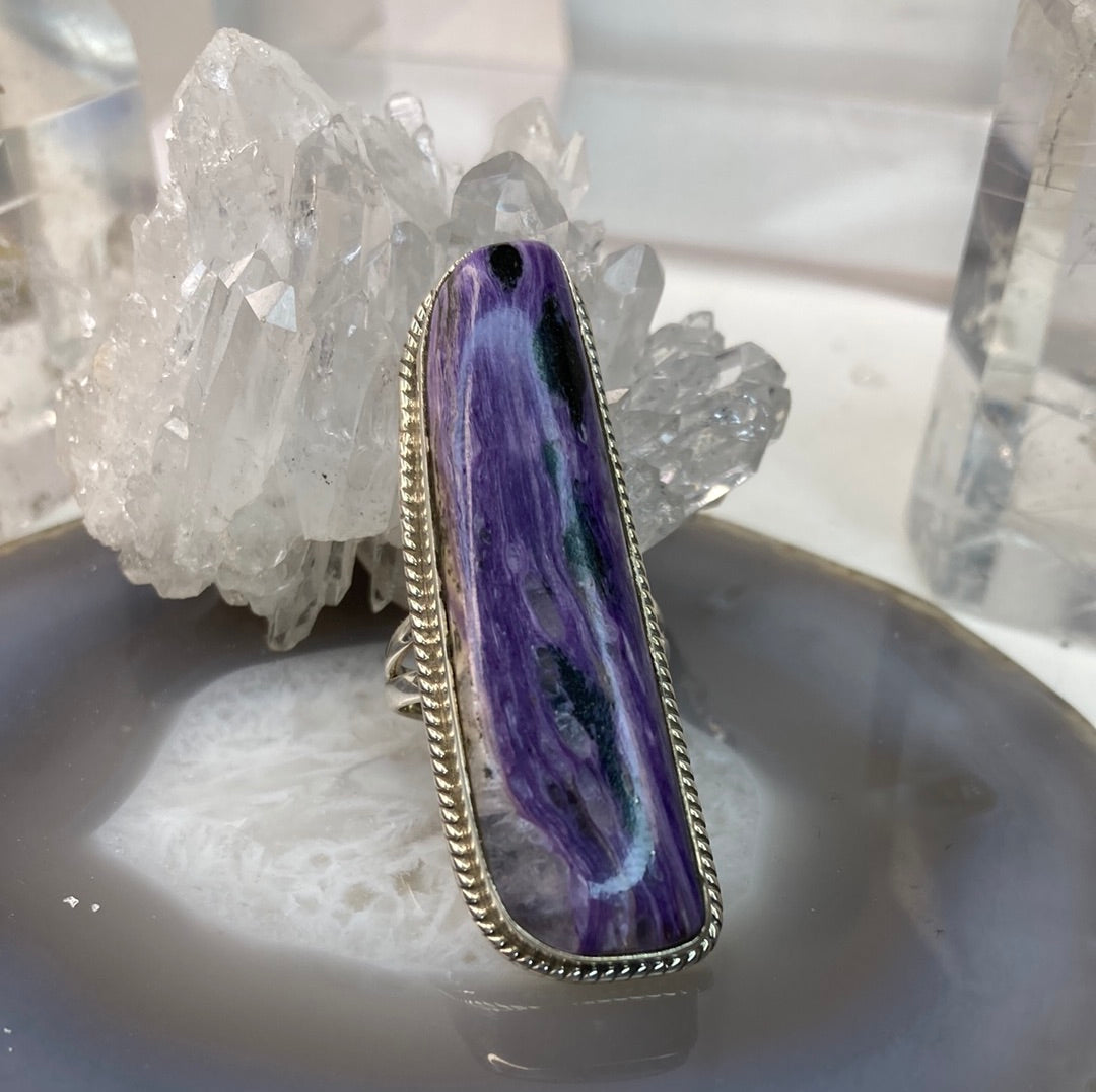 Large sterling silver purple charoite