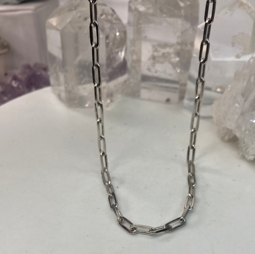 Sterling silver paper clip chain necklace