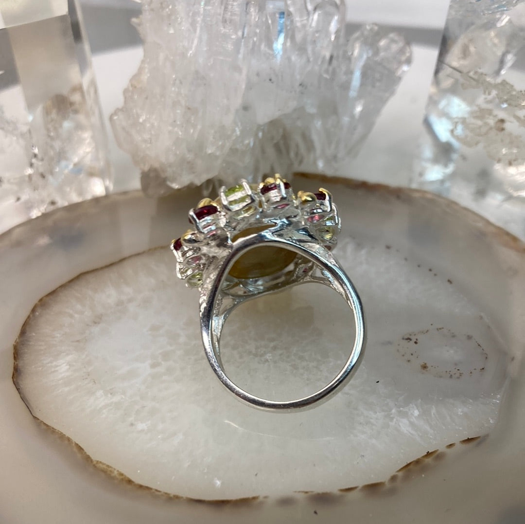 Sterling silver moonstone gemstone ring