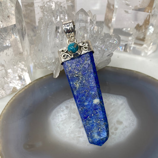 Sterling silver lapis turquoise pendant