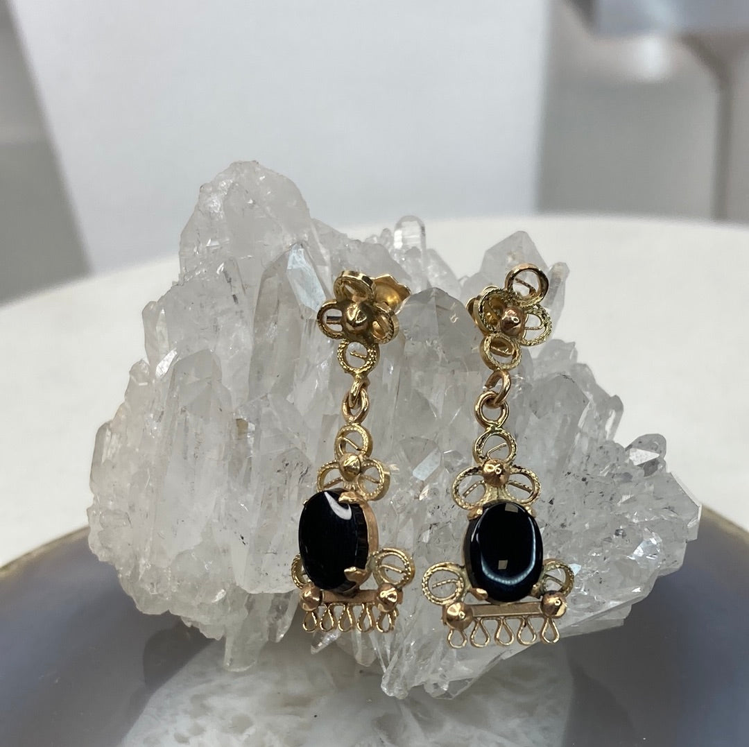 14k gold onyx earrings
