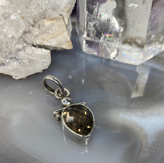 Sterling silver Smokey quartz gemstone pendant