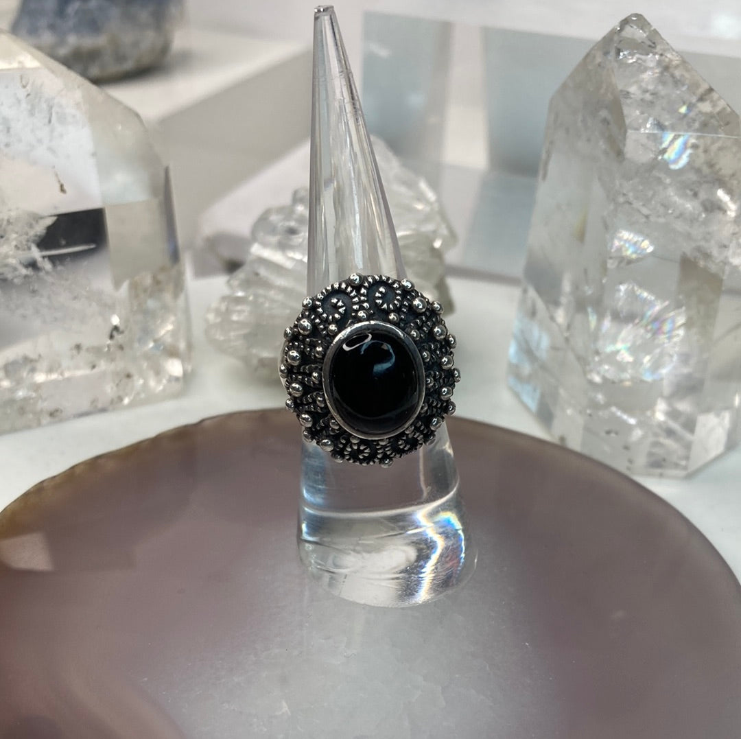 Sterling silver black onyx ring