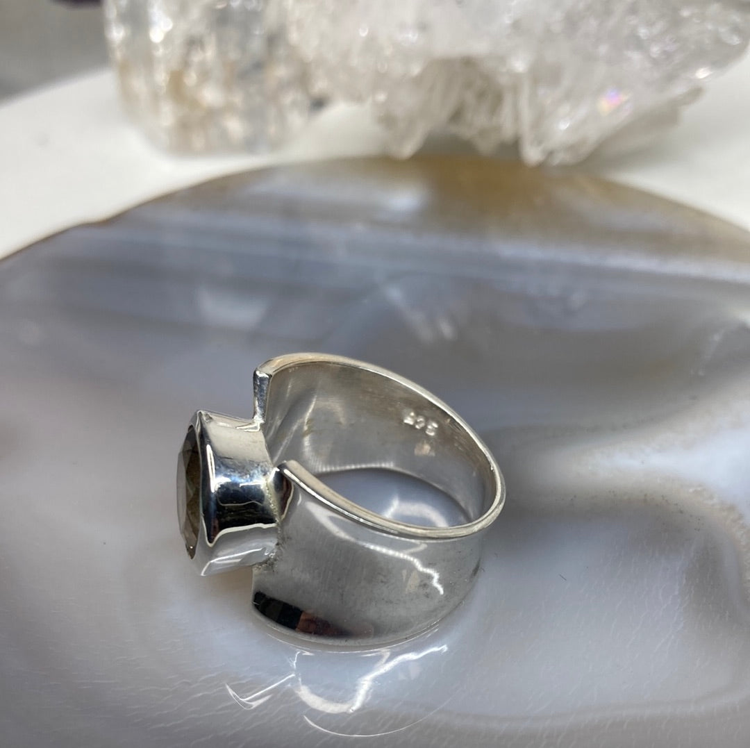 Sterling silver Smokey topaz ring