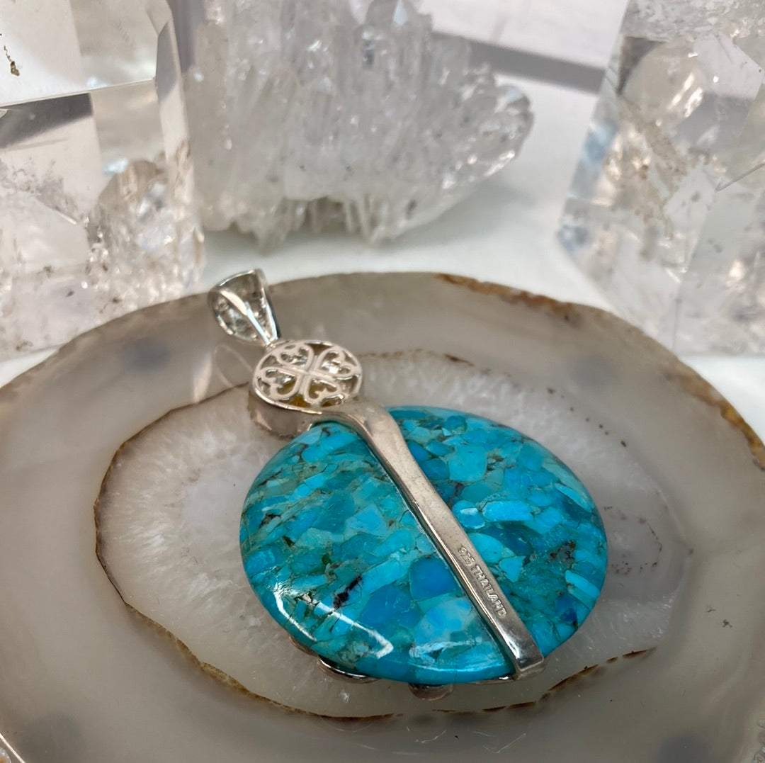 Sterling silver citrine turquoise pendant