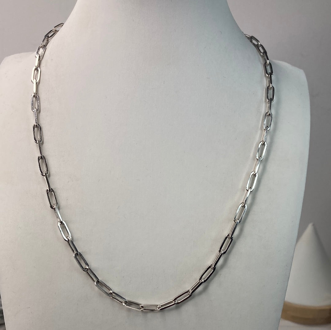 Sterling silver paper clip chain necklace