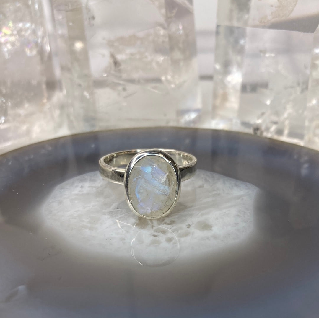 Sterling silver raw moonstone ring