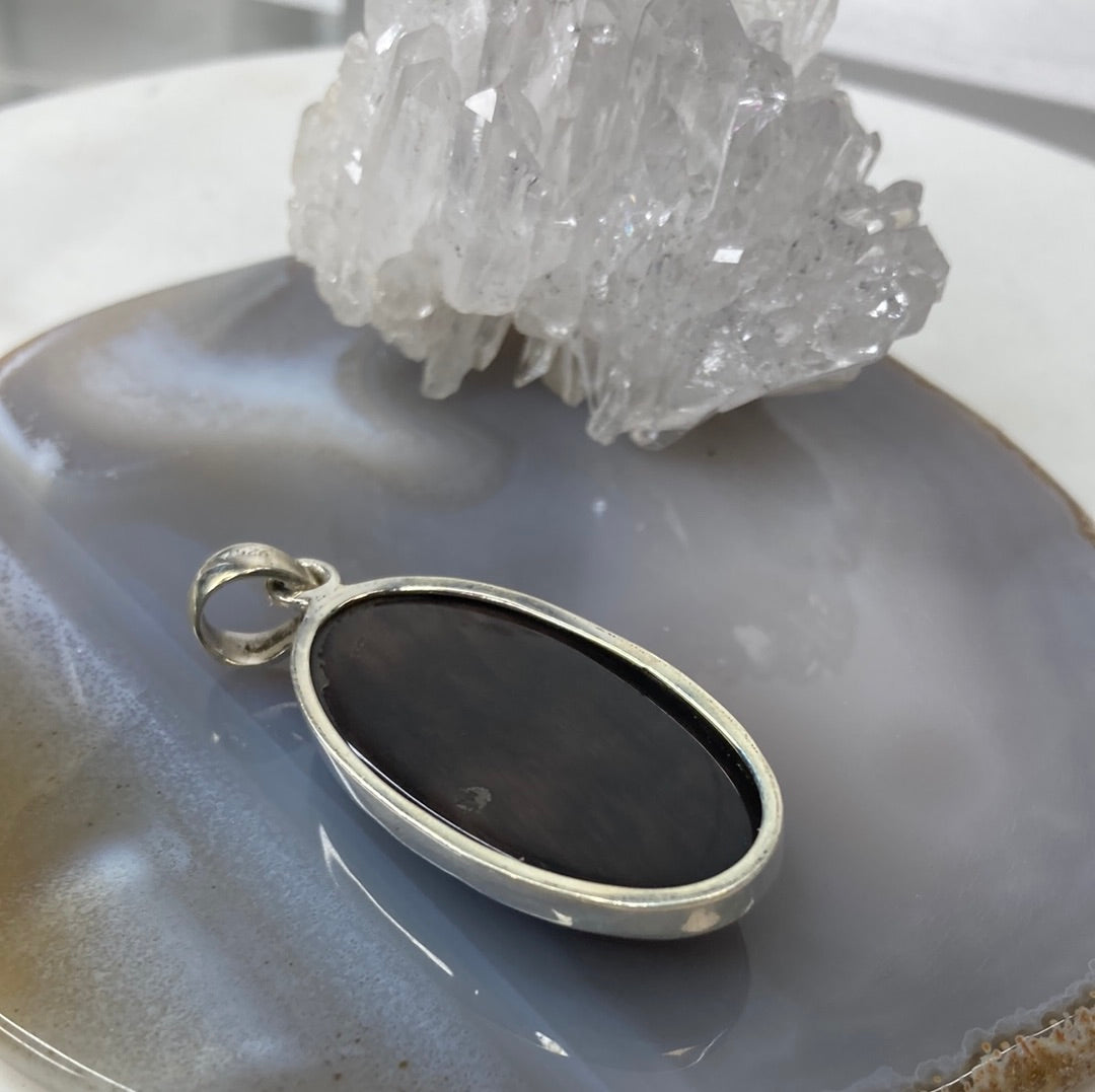 Sterling silver obsidian pendant