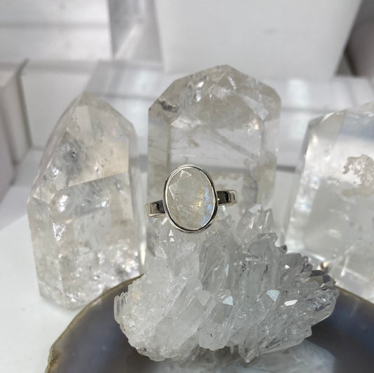Sterling silver raw moonstone ring