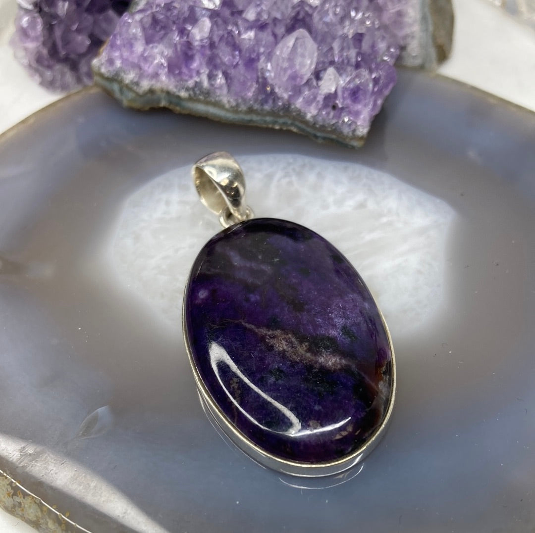 Sterling silver sugilite pendant