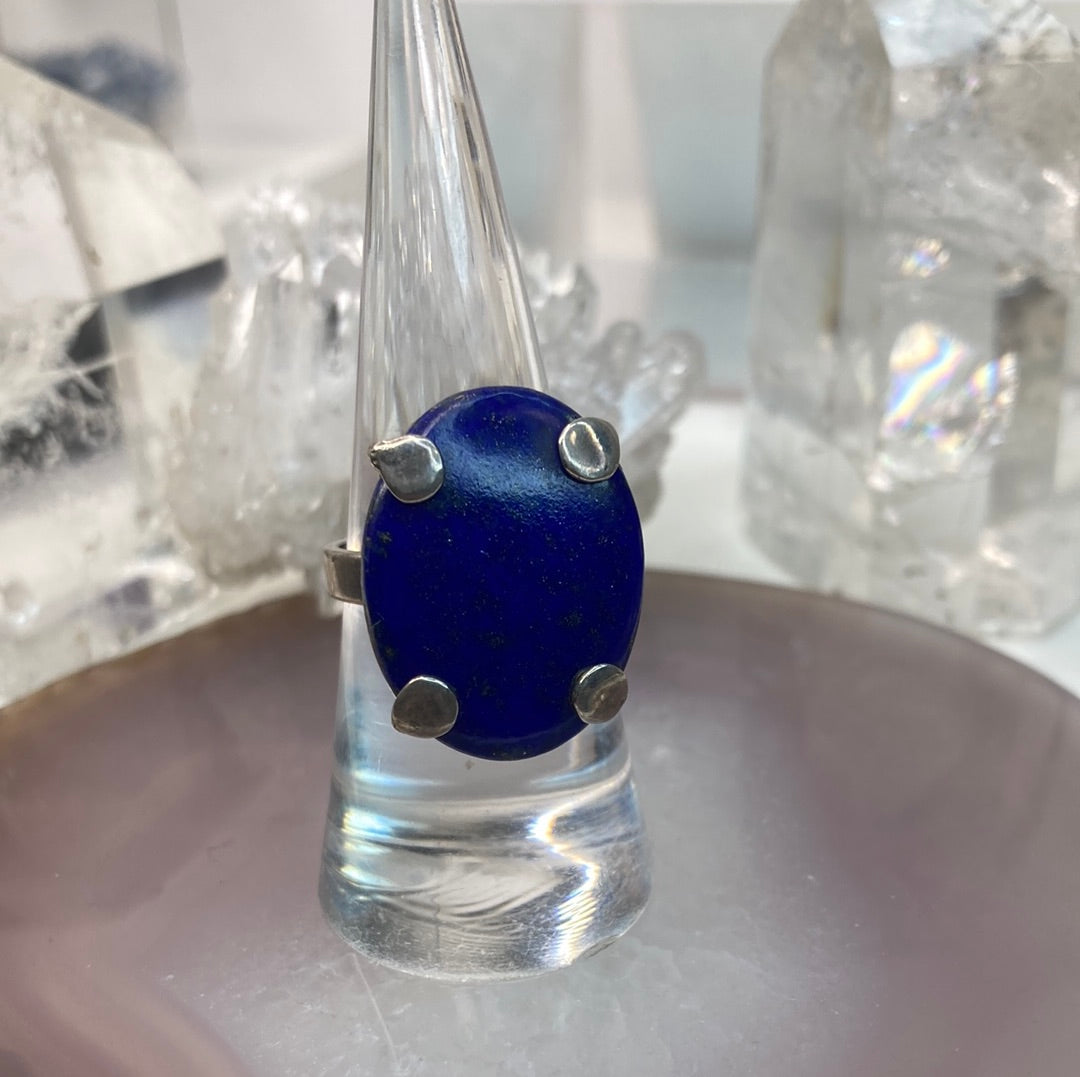 Modernist style lapis sterling silver ring