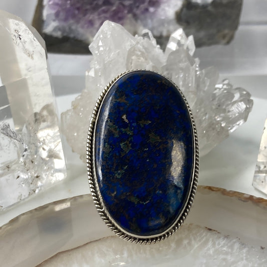 Sterling silver blue gemstone ring