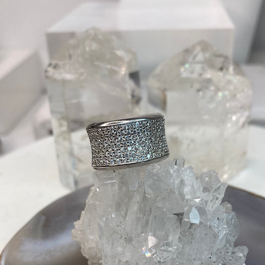Sterling silver cz band ring