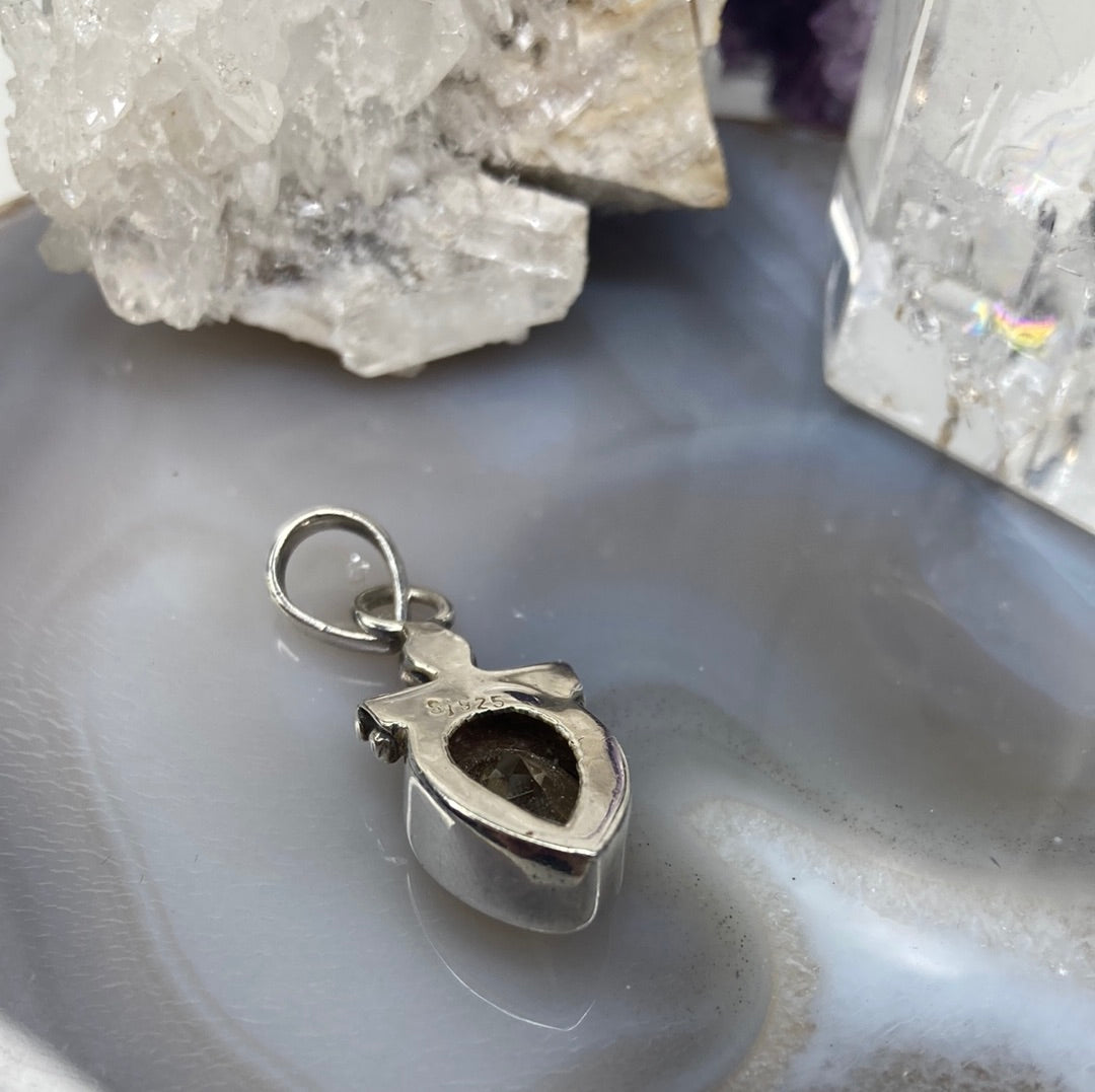 Sterling silver Smokey quartz gemstone pendant