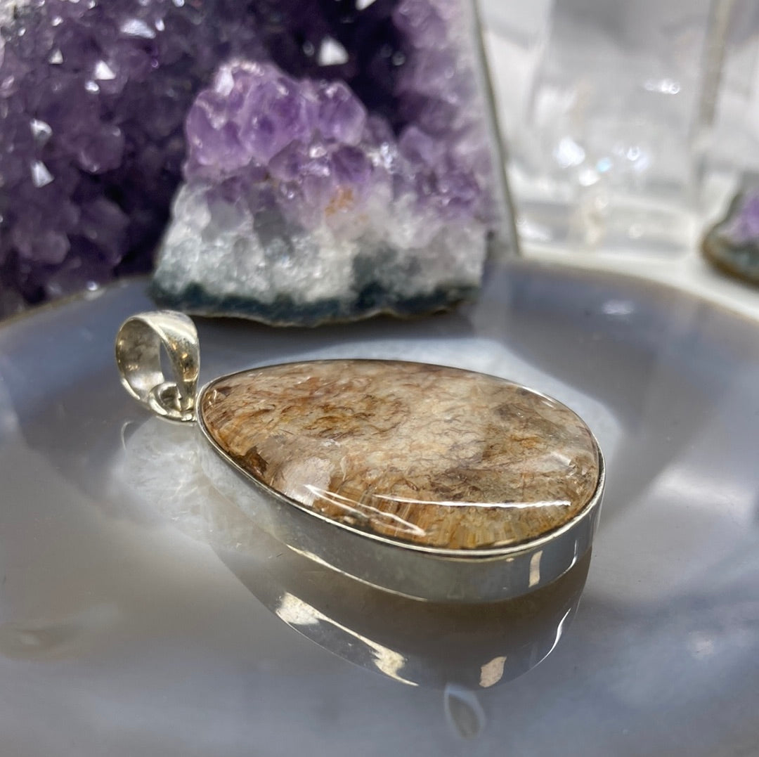 Sterling silver garden quartz pendant