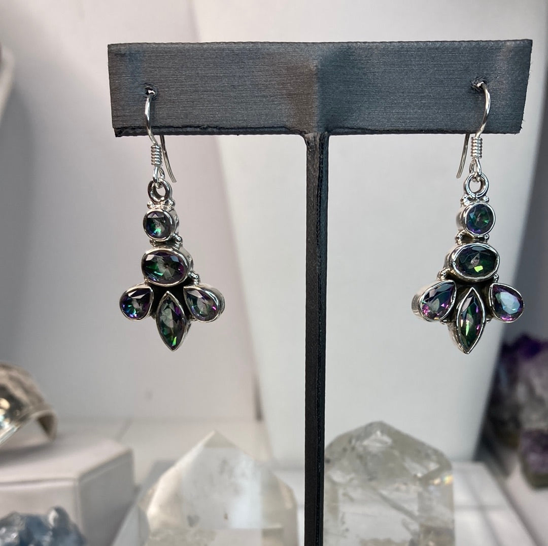 Sterling silver mystic quartz earrings