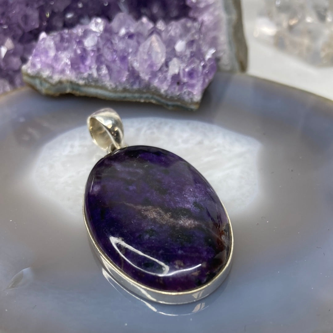 Sterling silver sugilite pendant