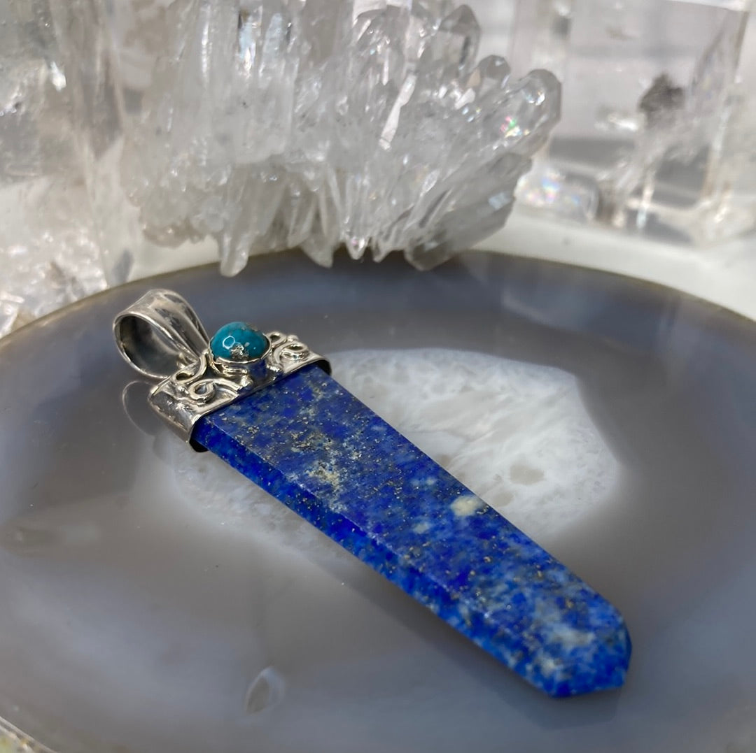 Sterling silver lapis turquoise pendant