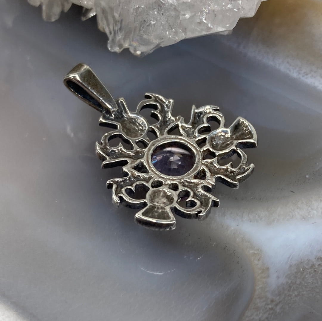 Vintage amethyst thistle pendant