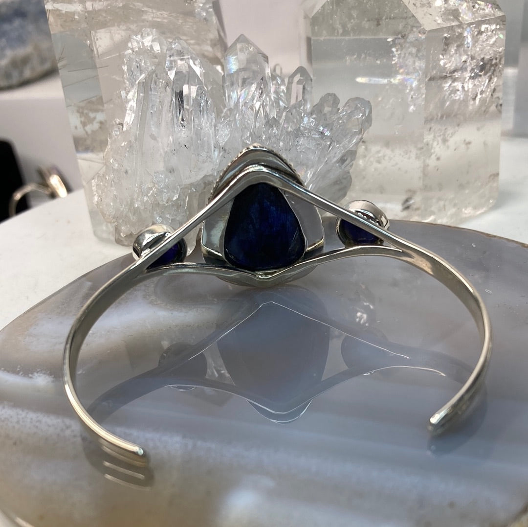 Sterling silver faceted blue sapphire bracelet