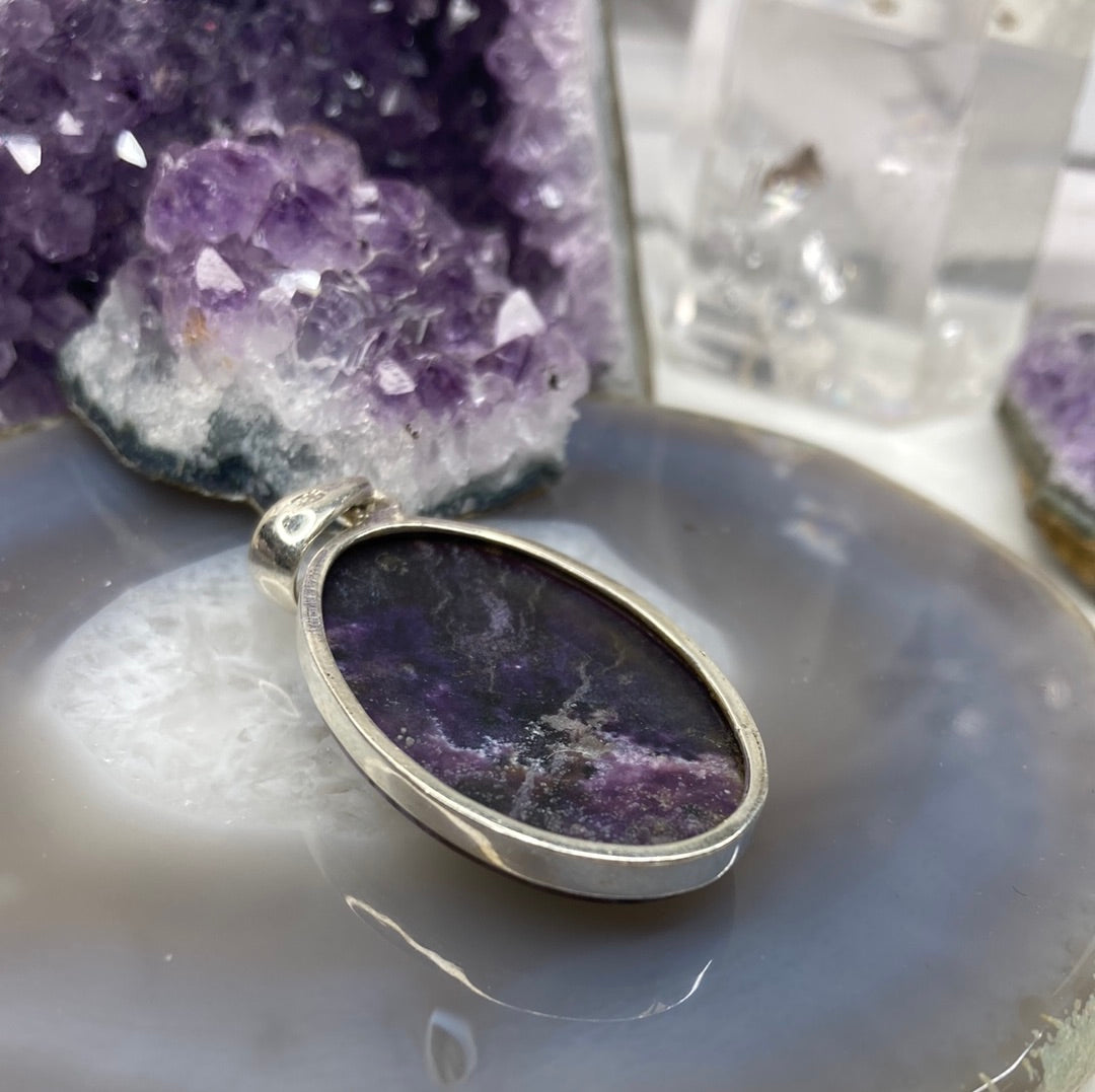 Sterling silver sugilite pendant