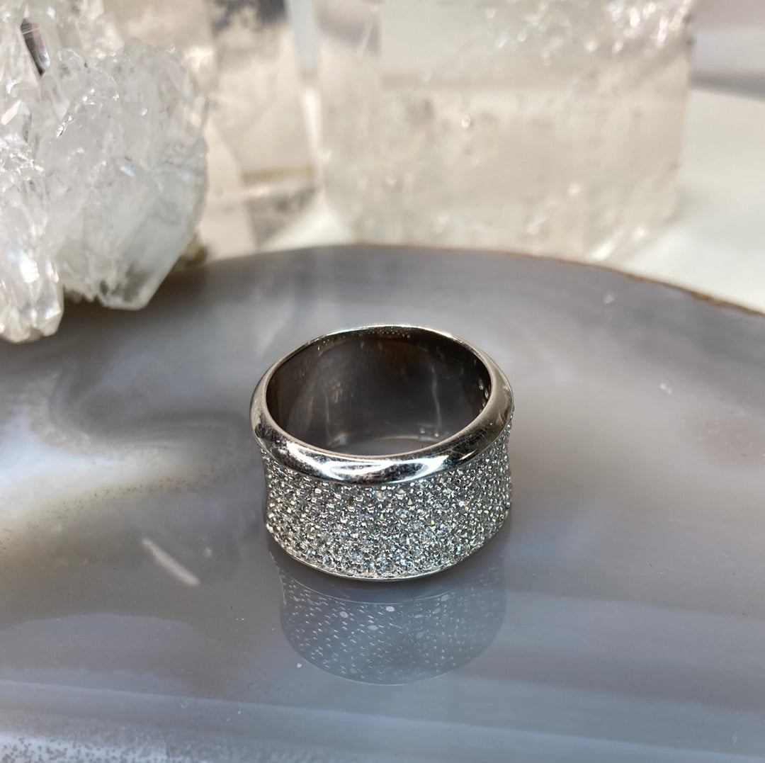 Sterling silver cz band ring