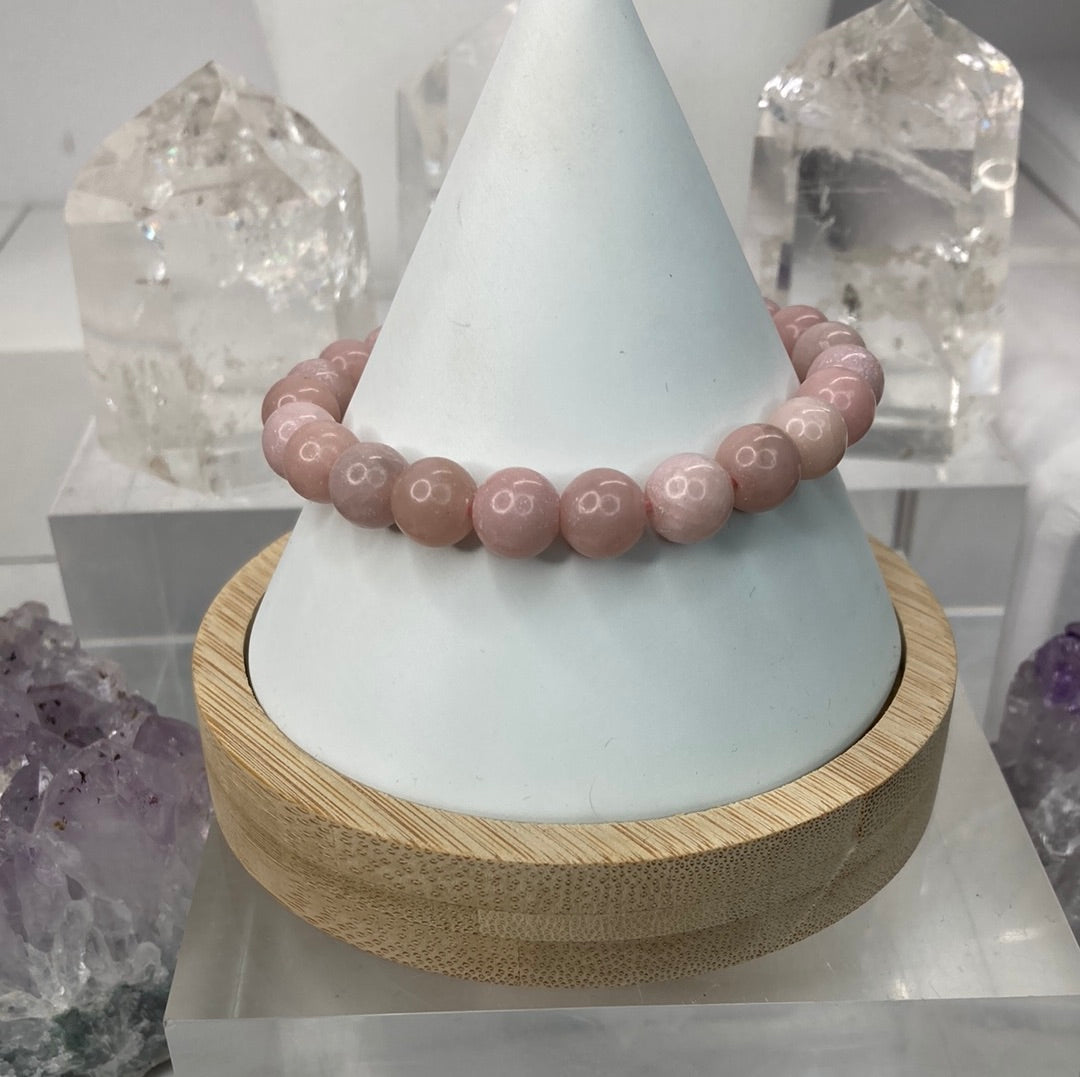 Pink opal bead bracelet