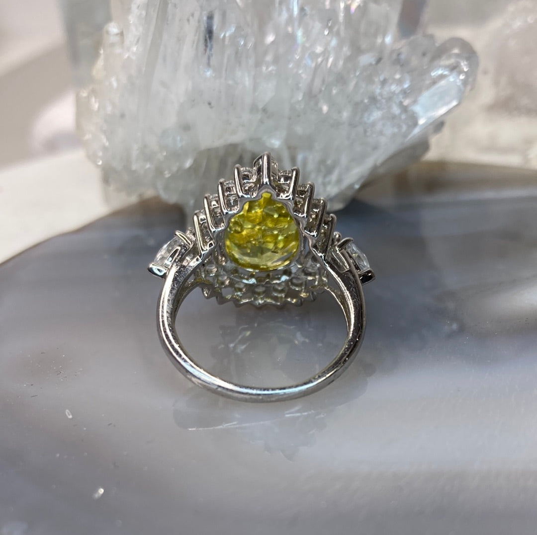 Sterling silver lemon quartz gemstone ring