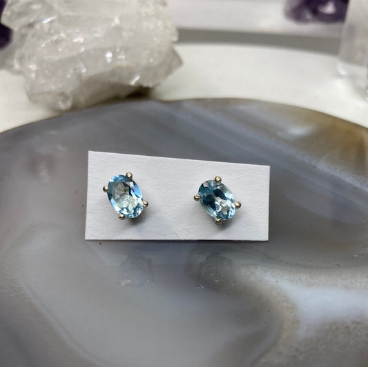 Sterling silver blue topaz stud earrings