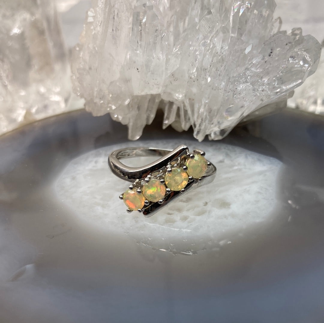 Sterling silver 4 opal ring