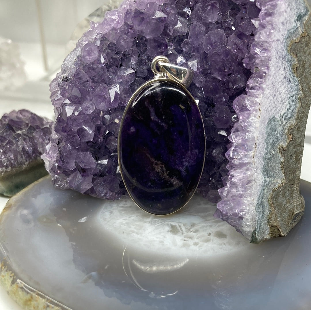 Sterling silver sugilite pendant