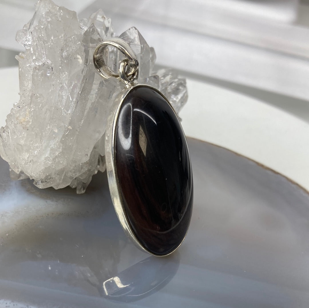 Sterling silver obsidian pendant