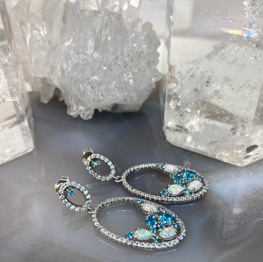 Sterling silver opal earrings